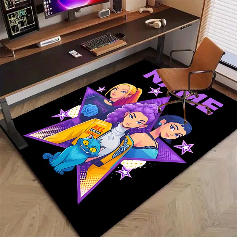 Custom KPop Demon Hunters Mat Personalized Name, Polyester Washable Indoor Entryway Rug, Gift for Christmas, Easter, Thanksgiving Day