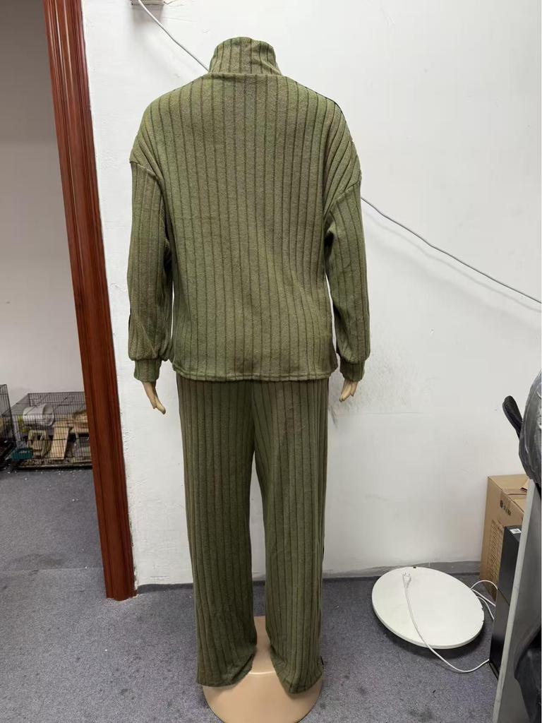 2025 European Style Plus Size Two-Piece Set: Casual Sweatshirt and Wide-Leg Pants for Women