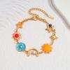 Trendy Women Multi Charms Enamel Bracelet Waterproof 18k Gold Stainless Steel Colorful Star Heart Beetle Shell Dainty Bracelets