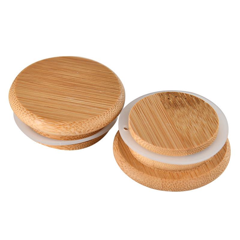 Round Glass Jar with Bamboo Lid, 47mm - Ideal for Tea, Dried Flowers, Kitchen Storage, Candy, and Incense.