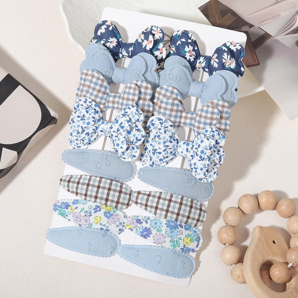 16pcs Floral Fabric Bowknot Baby BB Clips No Hurt Toddler Hair Bows Hairpins Kid Hair Accessories