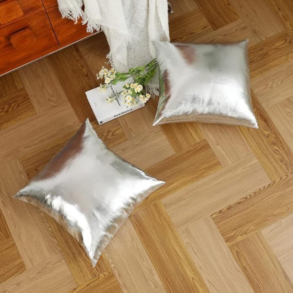 Confezione da 2 Moderne Fodere Decorative Metalliche Lucide per Cuscini, Fodera per Cuscino Quadrata Morbida in Ecopelle per Divano Letto Festa, 45 x 45 cm