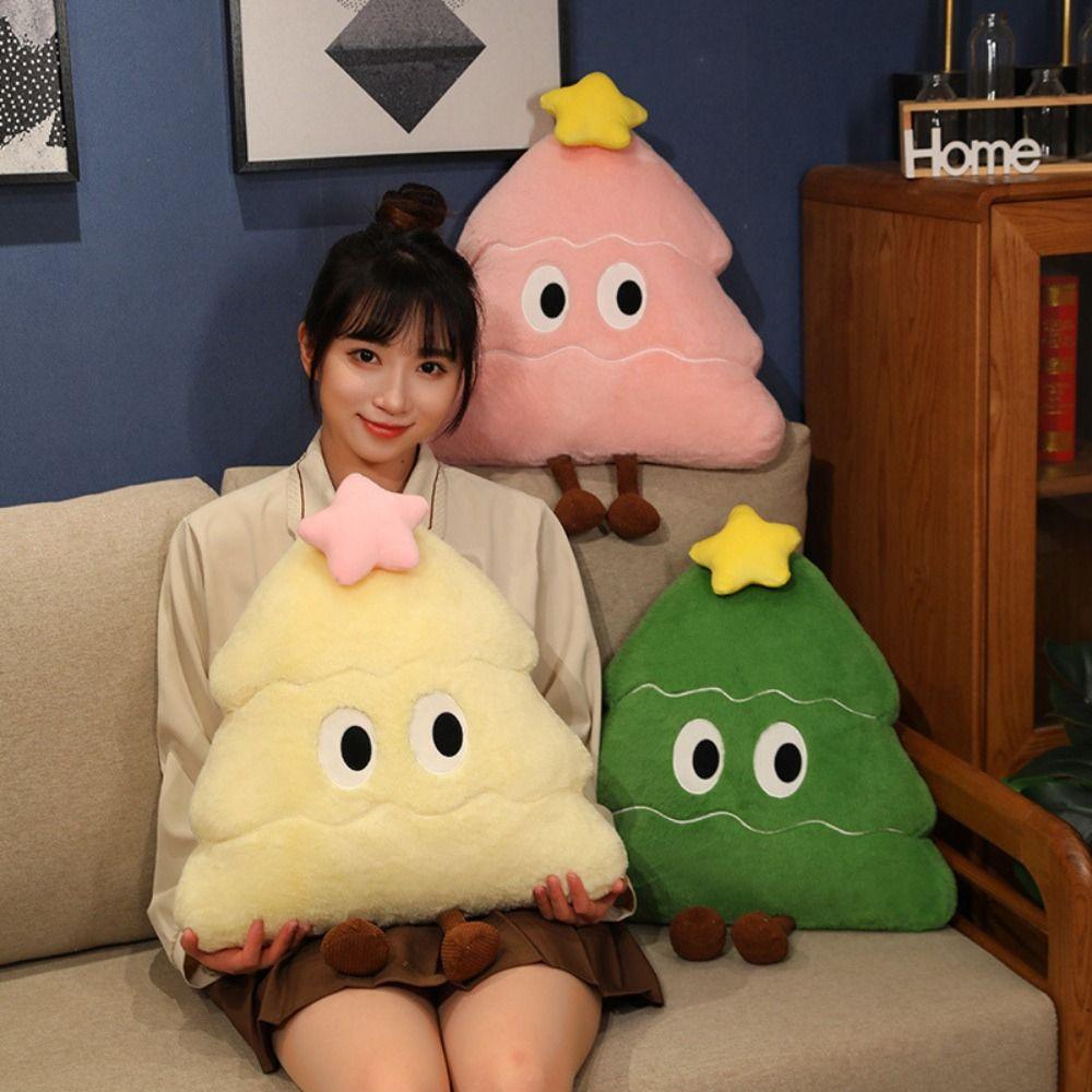 Soft Christmas Tree Plush Pillow Cute Christmas Throw Pillow Home Ornament Plush Pillow  New Year