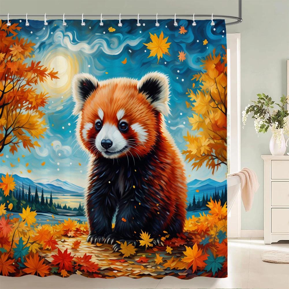 Floral Summer Shower Curtain Cat and Dog Animals Fabric Shower Curtains for Rustic Bathroom Decor Spring Plant Shower Curtain