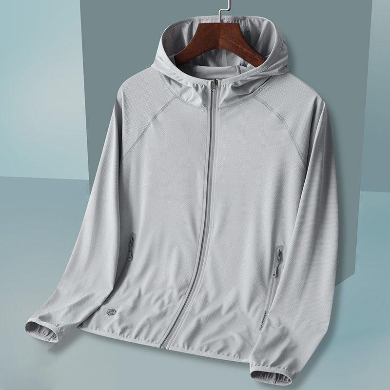 

Men Summer Anti-UV Jacket Outdoor Quick Dry Sun Protection Windbreaker Men Hiking Camping Climbing Elasticity Coat XXXXL сірий