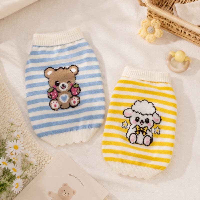 Warm Cartoon Striped Two Legged Pet Sweater For Dogs And Cats