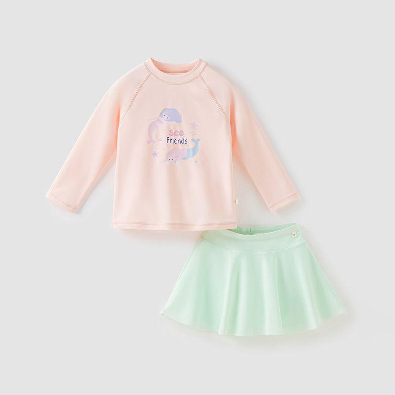 [Summer Clearance] David Bella Children s Swimsuit Girls  Sun Protection Swimsuit Set Summer Clothing Baby Girls  Swimsuit Light Pink [Ready Stock] 110