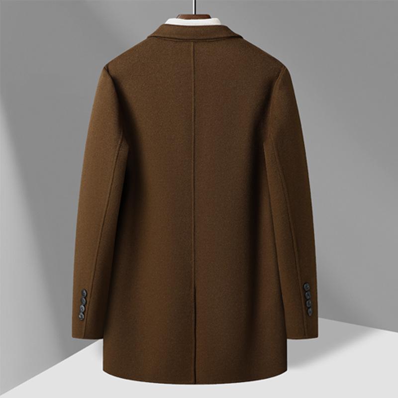 Autumn and Winter New Woolen Coat Men's Medium and Long Single-breasted Double-sided Woolen Coat Trench Coat