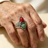 925Silver Women's Vintage Bohemian Style Inlaid Ring2A beautiful turquoise is suitable for daily wear, Valentine's Day gifts, parties, holidays,