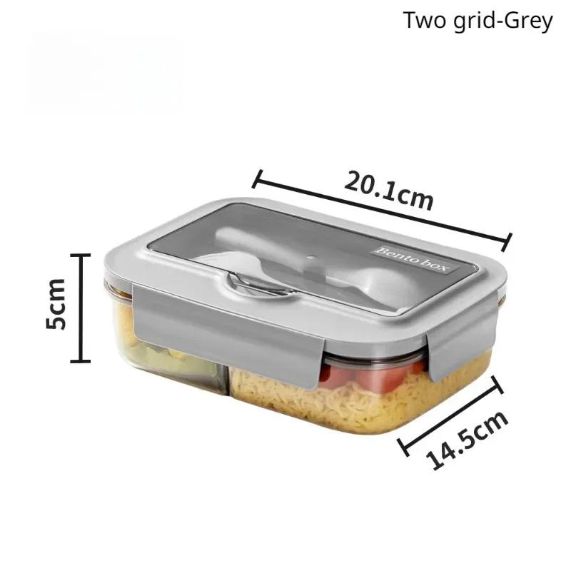 Lunch Box with Tableware for Office Workers Square Divided Microwave Oven Bento Box Leakproof Food Container for Picnic Camping