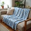 Light Blue Polka Dot Bow Soft Flannel Blanket Breathable Warm Throw for Office Car Sofa Kids Room Birthday Xmas Gift