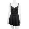 Women's Tube Top Suspender Skirt European and American Sexy Deep V-neck Halter Pleated Hip-wrapped Dress