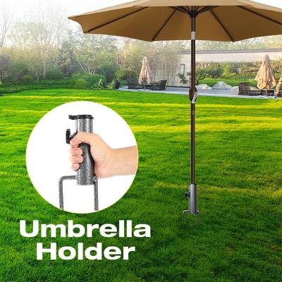 Outdoor Sun Shade Umbrella Base Heavy Duty Metal Ground Stake for Canopy Market Stall Black Steel Anchor Insert