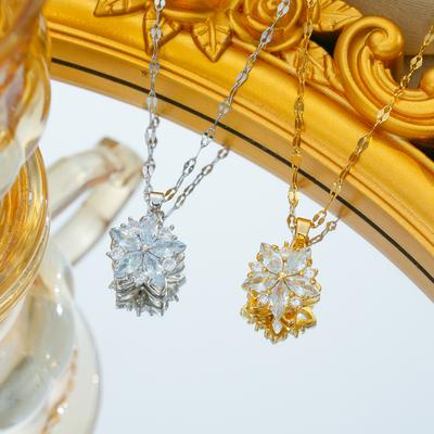Super Flash Rotating Sunflower Zircon Daisy Necklace for Girls New Simple and Exquisite Collarbone Chain