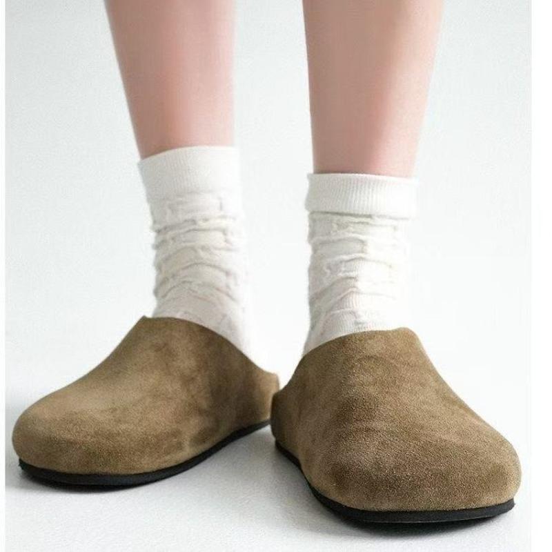 Fashion New Women Slippers Closed Toe Round Toe Clogs Sandals Autumn New Solid Retro Slippers Flat Slip on Shoes 2025 Trend Slides Women