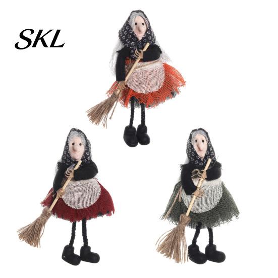 Realistic Halloween Patterns Witch Broomstick Hanging Ornament, Spooky Fabric Pendant for Party Bar Indoor Decor Home, Trick or Treat Festive