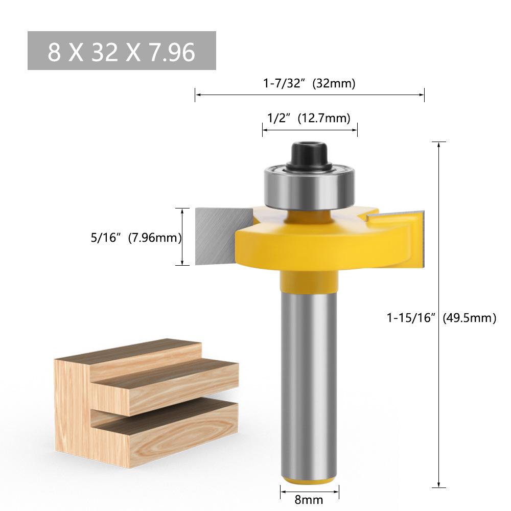 T-Shaped Woodworking Slotting & Grooving Cutter Head: 8-Pattern Black, Green, Yellow for Milling & Engraving Machines