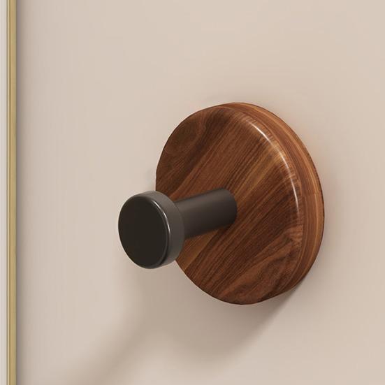 Adhesive Wall Hook No Drill Rustproof Hook with Retro Wood Grain Pattern Hanger for Bathroom