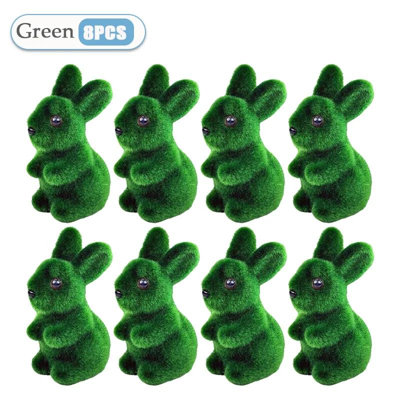 1-10PCS Easter Bunny Green Foam Flocking Realistic 3D Moss Rabbit Craft Ornament Gardening Decor  Spring Home Decoration Display