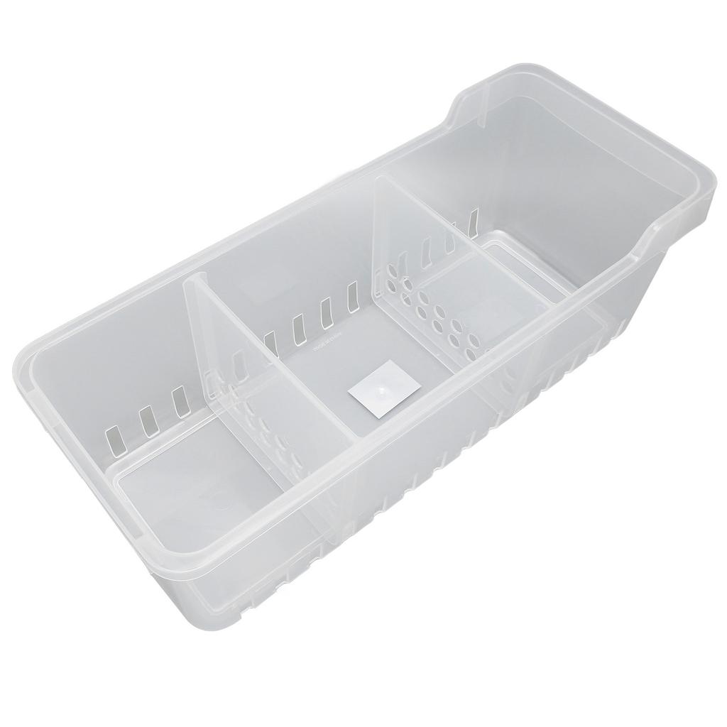 Refrigerator Organizer Bin Clear Storage Bin with 2 Divided Compartments for Kitchen Cabinet OfficeS: 40x16x14.1cm