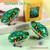 Retro Wind-Up Hopping Tin Frog Toy for Kids - Classic 80s/90s Design