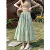 Women's High Waist A Line Floral Print Midi Skater Skirt Long Maxi Skirt Dress