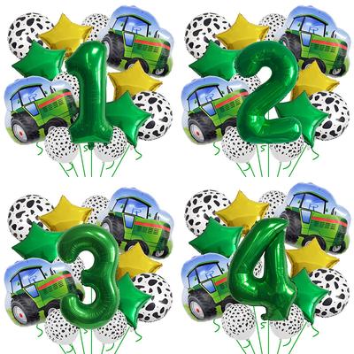 Fête à thème Véhicule Agricole Tracteur Ensemble de Ballons Digitaux Verts 32 Pouces Thème Ferme Accessoires Photo