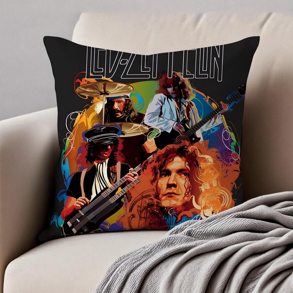 Rock British Rock Band Led Zeppelin Cushion Cover Pillowcase Antidustmite Invisible Zipper Short Plush Sofa Cushion