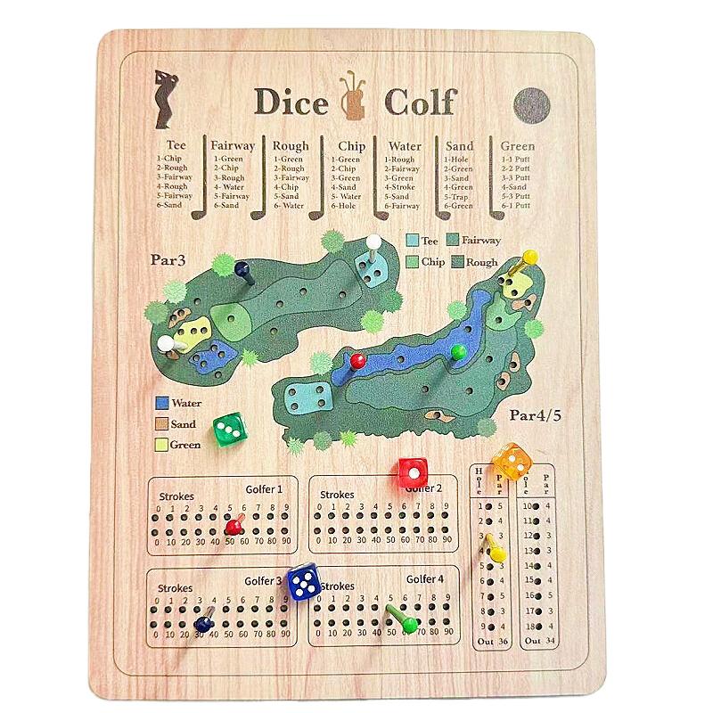 Würfel-Golfspiel, Golf-Brettspiel, Ein Golf-Würfel-Brettspiel, Holz-Tisch-Golf-Würfelspiel, Lustiges, herausforderndes Golf-Würfelspiel