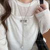 Women's Bowknot Pendant Necklace - Korean Style Silver Sweater Chain, Versatile Summer T-shirt Accessory