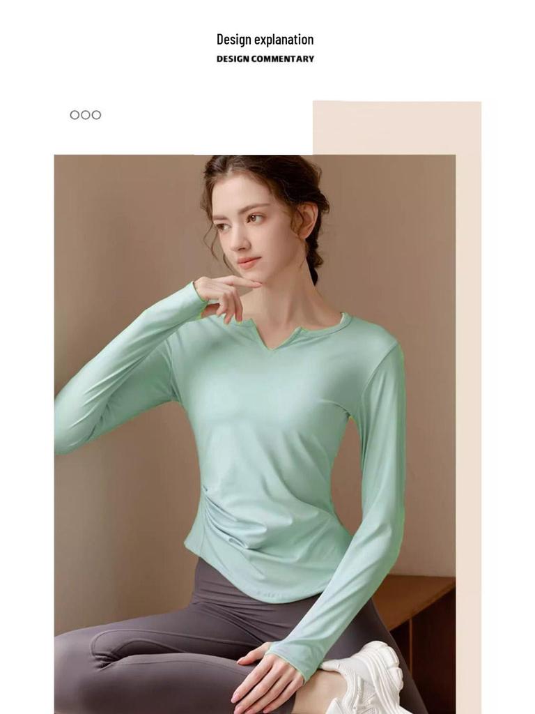 Slimming Yoga Suit Set: Women's V-Neck Quick-Dry Sports Top & Tight Training Pants