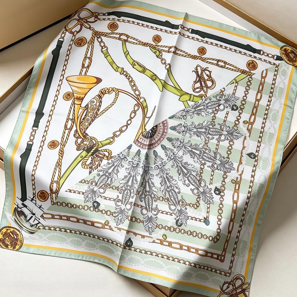 Fresh oil painting style printing silk scarf simulation silk square scarf shawl versatile neck small square scarf headscarf scarf scarf