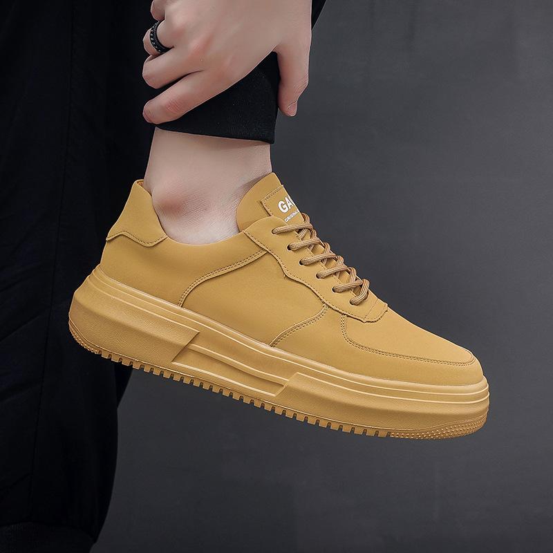 

Нишевая ретро обувь для доски осень и зима новая мужская обувь нишевая маленькая белая обувь мужская толстая подошва Guochao желтые туфли Wenzhou spot 43 хаки