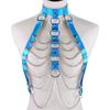 Holographic Leather  Body Chain Harness Top Punk  Women Holo Rainbow  Waist  Jewelry  Festival Rave Outfit