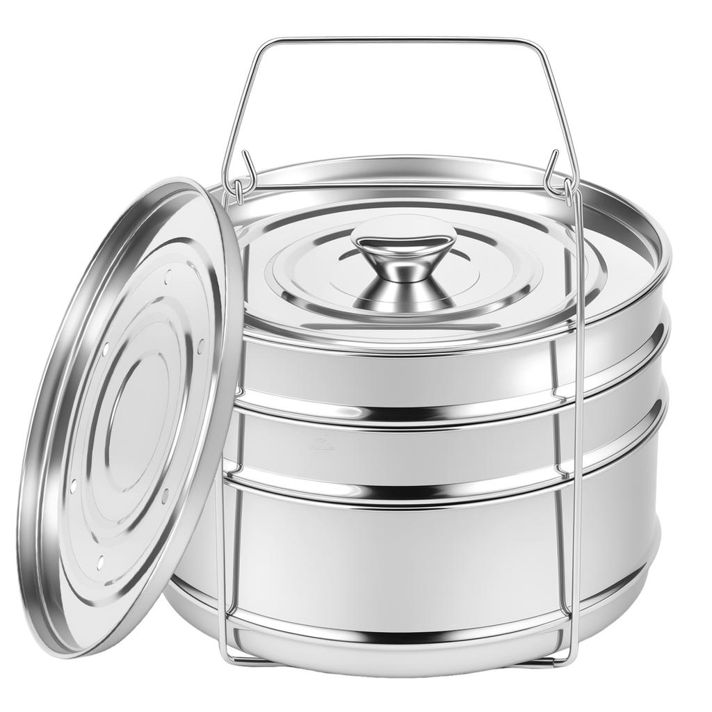 Cookware Steam Pot 3 Tier Steamer Insert Pan 304 Stainless Steel Pressure Cooker Insert Pan Large Capacity Cooker Steamer