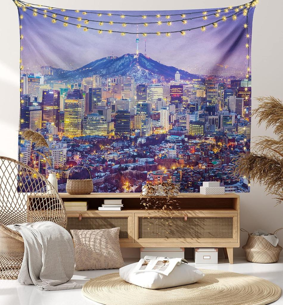 Landscape Tapestry Lake Mountain Forest Landscape Lago Di Carezza Wild Nature Scenic Picture Wide Wall Hanging for Bedroom