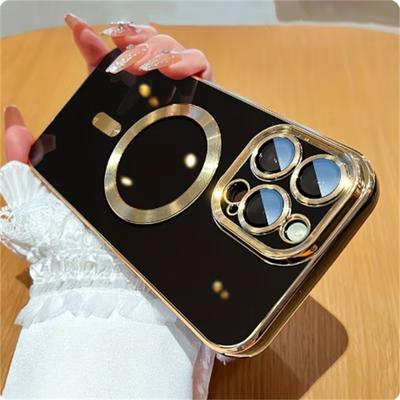 Pro Magsafe Luxusní magnetická pouzdra Pro iPhone 11 12 13 14 15 Pro Max 15 Plus Bezdrátové nabíjení Pokovování pouzdra Kryt Příslušenství k telefonu
