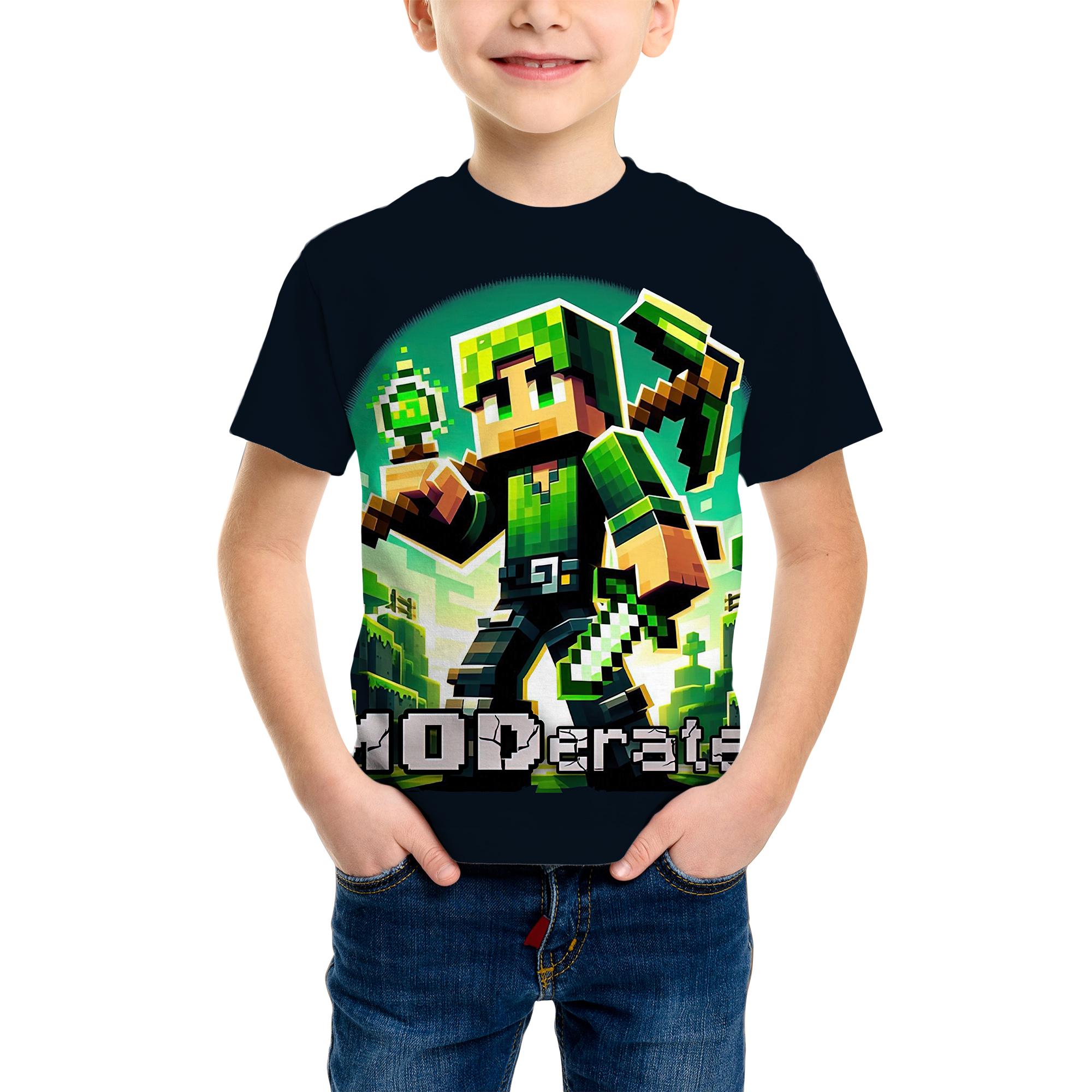 3D Pattern Printing Fashion T-Shirt Element Printing Summer New Boy Personalized Cool Tops Kids Funny T Shirt 100