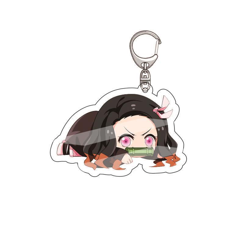 Anime Acrylic Keychain Pendant Demon Slayer Kimetsu No Yaiba Accessories Creative Ornament Hanging Charm Gift For Fans Cosplay Carry Mini Lightweight