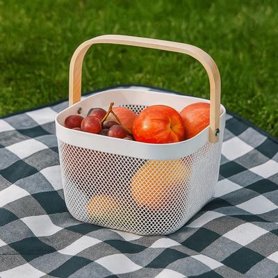 Plastic Home Storage Basket Large Capacity Handle Fruit and Vegetable Drainage Basket Multifunctional Mesh Towel Storage Basket