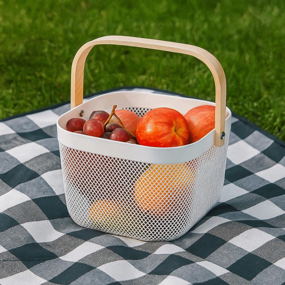 Plastic Fruit and Vegetable Drainage Basket Large Capacity Towel Storage Basket  Living Room