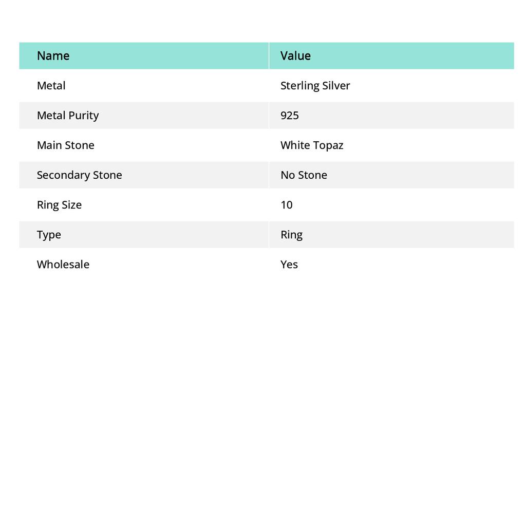 Natural White Topaz Gemstone Handmade 925 Sterling Silver Jewelry Ring S.10 k3N80