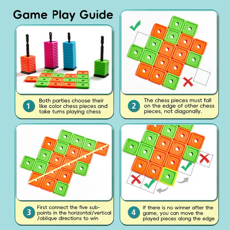 Interaktivní přenosná hra Pět v řadě pro děti i dospělé Stolní barevná strategická desková hra Rodinná párty hračka