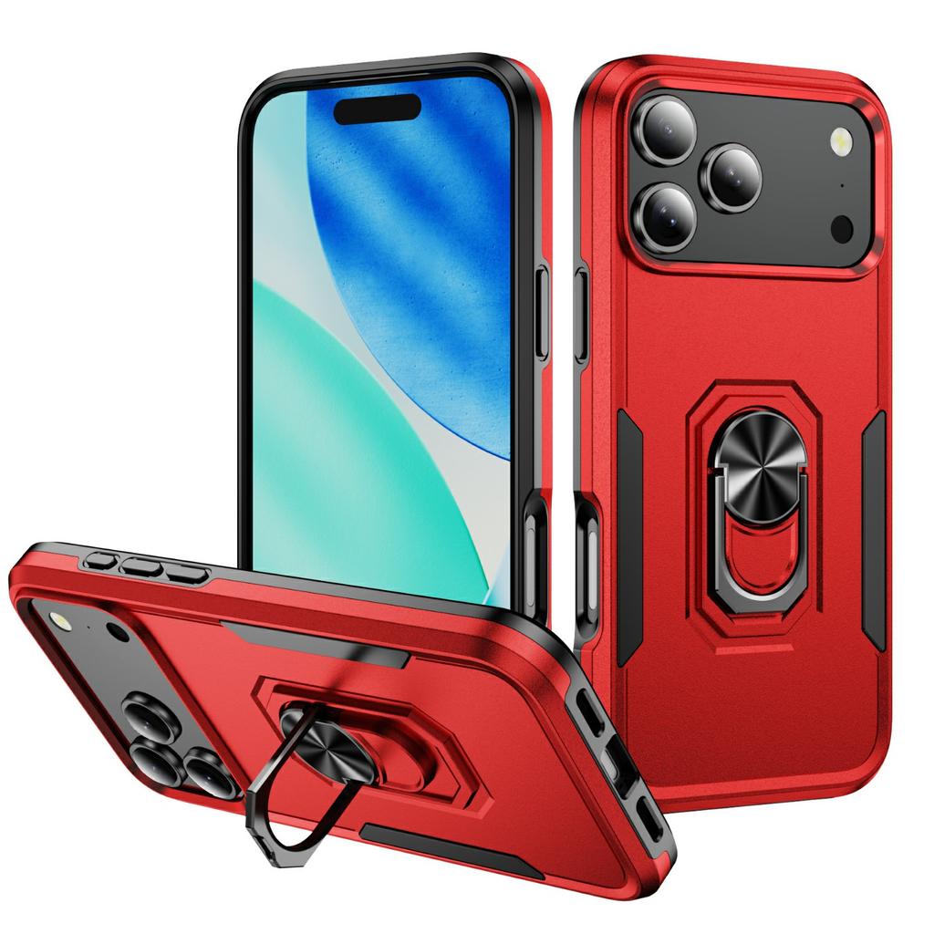 For iPhone 17 Pro Max Case Military Grade Ring Kickstand PC+TPU Phone Cover