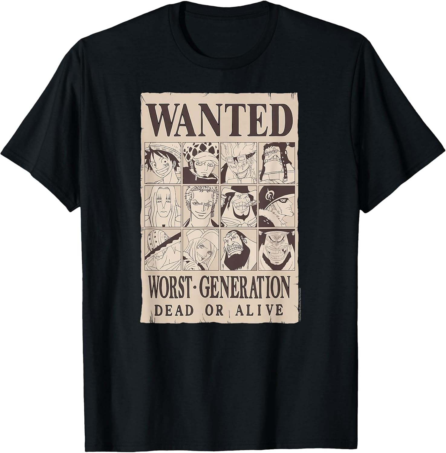 One Piece Anime Worst Generation Wanted Poster Collage T-Shirt L