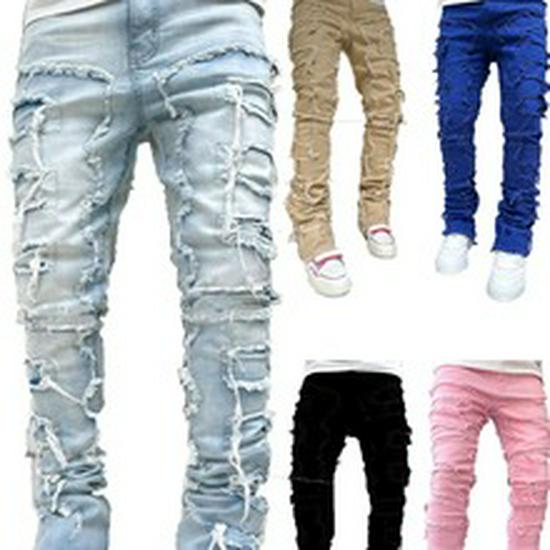 Europäische & Amerikanische Bestseller Herren Ripped Badge Skinny Jeans