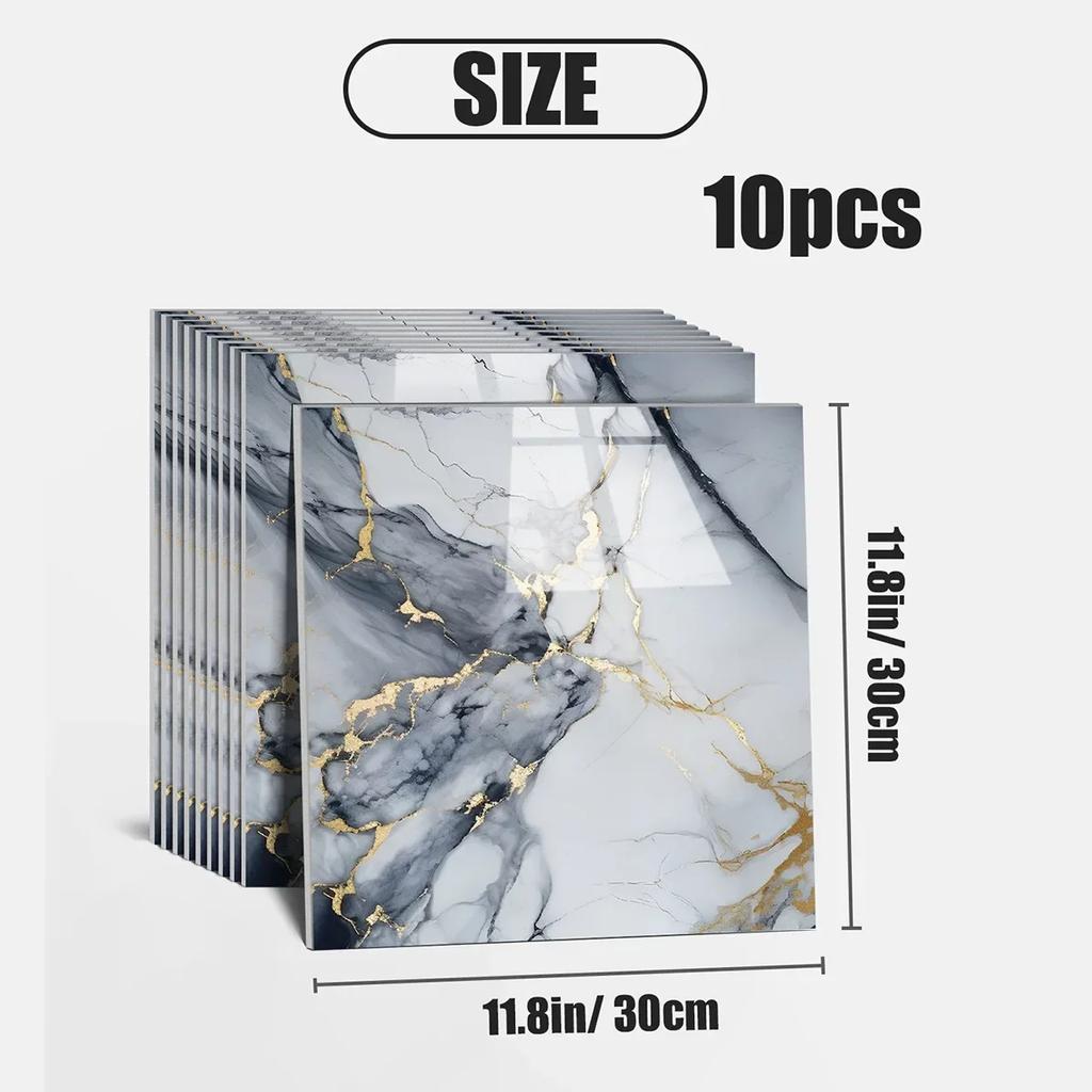 10-50PCS Marble Pattern Self-adhesive Wallpaper Imitation Tile Wall Stickers 3D Ceramic Tile Wall Renovation Decoration Sticker