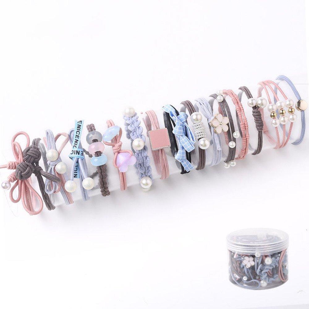 A Set of 16 High-elasticity Elastic Hair Ties with New Styles Every Day.