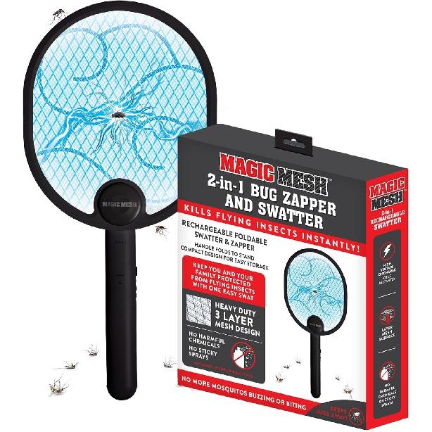 

Magic Mesh 2 в 1: средство для борьбы с жуками и; Swatter - перезаряжаемая электрическая мухобойка и; Ночная лампа-ракетка убивает комаров, мух и;