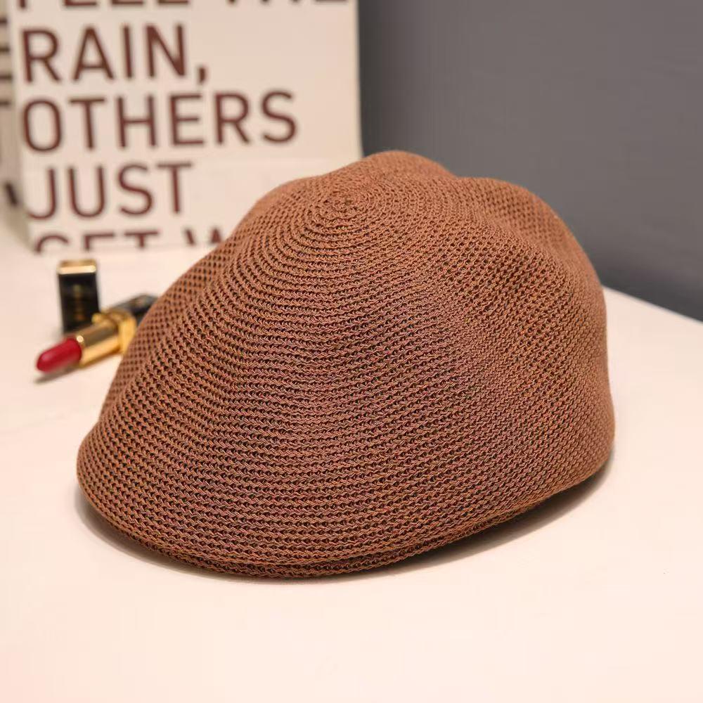 

Універсальний металевий етикет-бере в корейському стилі - Жіночий повсякденний модний в язаний капелюх художника Adjustable Head Circumference [56-60] кавовий